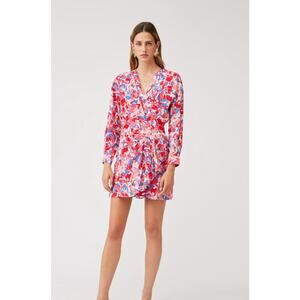 Sunoco Paris Robe Carmen Dress In Size T2 Long Sleeve Ruffle Short Floral Dress